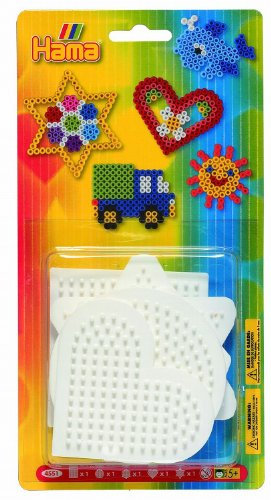 Hama 4551 - Blisterpackung kleine Stiftplatten, Viereck, Rund, Sechseck, Herz, Stern, 5 Stück