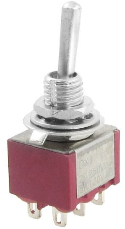 sourcing map AC 250V 2A 120V 5A Encendido/Encendido 2 Posiciones 2P2T DPDT Interruptor de Palanca