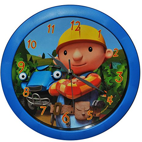 alles-meine.de GmbH Wanduhr Bob der Baumeister - 29 cm groß Uhr - für Kinderzimmer Kinderuhr - Analog Wendy Baustelle Baufahrzeuge Jungen blau
