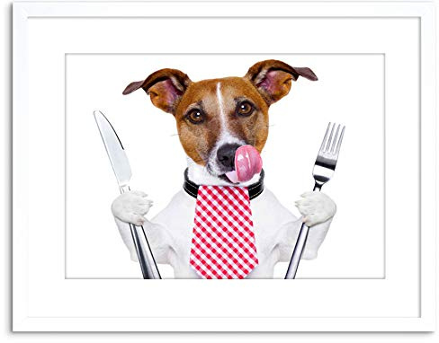 Wee Blue Coo Photo Hungry Jack Russell Dog Funny Art Print Framed Poster Wall Decor 9x7 inch