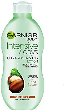 Garnier Intensive 7 Days Shea Butter & Probiotic Extract Body Lotion 400ml, Ultra Replenishing Soothing Moisturiser, Up to 7 Days Hydration, For Very Dry Skin, Fast Absorbing & Non Greasy