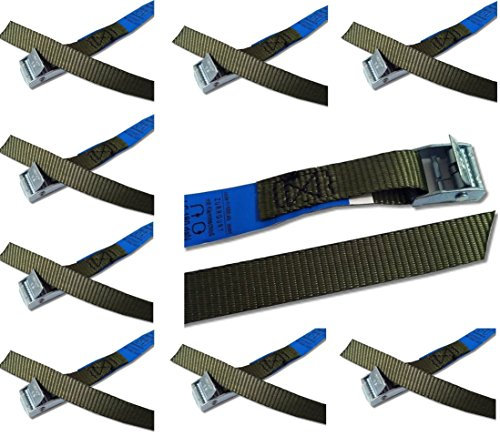 iapyx Befestigungsriemen-Set ideal zur Befestigung am Fahrradträger, Klemschloss Gurte, Spanngurte (10er Set, Oliv)