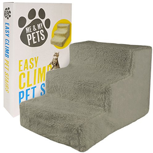 Me and My Easy Climb Fleece Covered Pet Stairs - Grey