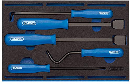 Draper 63497 Scraper and Remover 5 Piece Set in 1/4 Drawer Eva Insert Tray, Blue