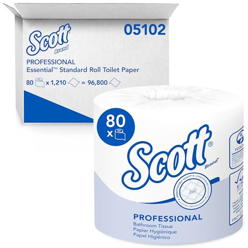 Scott 05102CT Standard Toilettenpapierrolle, 1-lagig, 1210 Blatt pro Rolle (80 Rollen) weiß