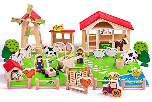 Bigjigs Toys Wooden Farm Playset (50 Pieces)
