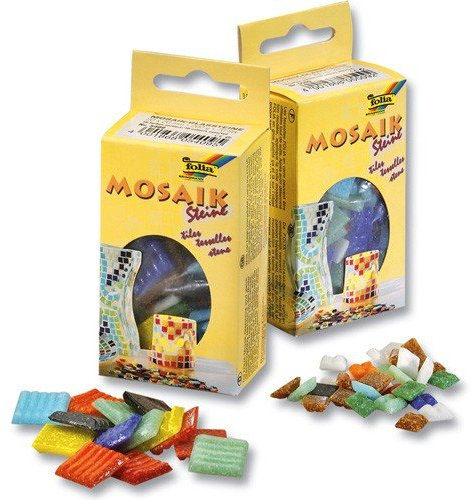 Folia 5509/5 - Mosaik-Glassteine 10x10mm, 1500 Stück, 1000 g, in 10 Farben sortiert