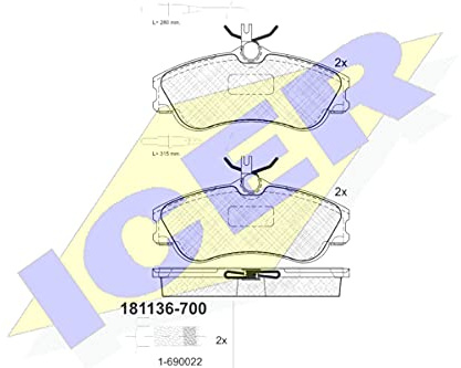 Icer Brakes 181136-700 Bremsbelagsatz, Scheibenbremse - (4-teilig)