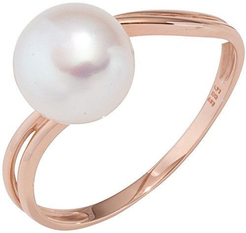 Jobo Damen Ring 585 Gold Rotgold 1 Süßwasser Perle Goldring Perlenring Größe 54