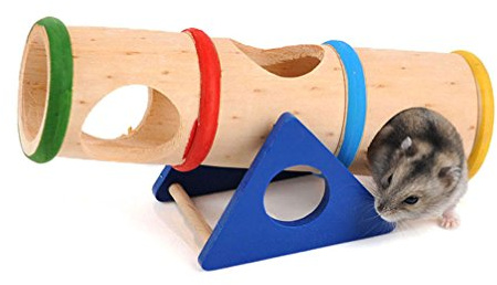 emours™ Small Animal Playground Cylinder Wooden Seesaw for Drawf Hamsters Mice and other Small Furry Animals