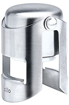Cilio 201819 Champagnerverschluss aus mattem Edelstahl, Silber, 6 x 5 x 5 cm