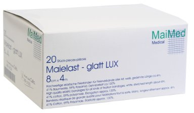 Maielast - glatt LUX elastische Fixierbinde - einzeln verpackt in Cellophan - 8 cm x 4 m - 20 Stück