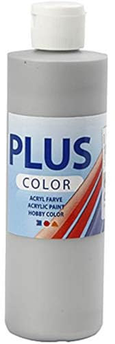 Plus Color Acrylfarbe, Bastelfarbe, Silber, 1 Flasche mit 250 ml