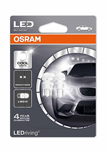Osram LED Premium Retrofit W2.1x9.5d, W5W, interior lights, 2880CW-02B, Cool White, 12V, double blister (Pack of 2)