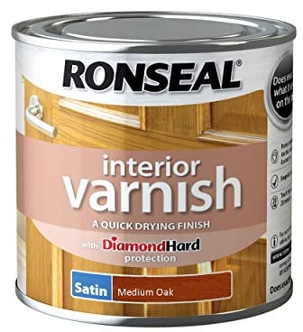Ronseal RSLIVSMO250 250ml Quick Dry Satin Interior Varnish - Medium Oak