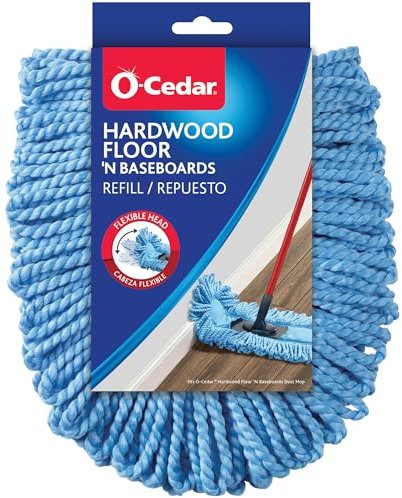 O-Cedar Every Which Way, Flexible Dust Mop Refill, Microfiber, Blue, Safe on All Hard Surfaces