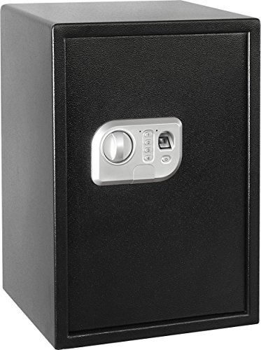 Megasat ST-50 FP – Tresor mit Fingerprint, Volumen 42,5 l – Schwarz | Für Wand oder Boden, Zahlencodeschloss