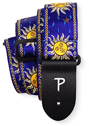 Perri's Leathers Ltd. - Gitarrengurt - Nylon - Jacquard - Hello Sunshine - Blau - Einstellbar - Für Akustik-/Bass-/Elektrogitarren - Hergestellt in Kanada (TWS-7009)
