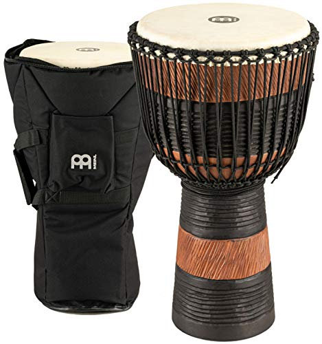 Meinl Percussion Earth Rhythm Djembe - Sehr große Handtrommel - Inklusive Tasche - Durchmesser 13 Zoll - Mahagoni, Mehrfarbig (ADJ3-XL+BAG)
