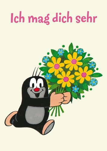 Postkarte DER KLEINE MAULWURF - Motiv: MW ICH MAG DICH SEHR, Anlass: Kindermotive Liebe/Romantik, Künstler/Verlag: KARTENKOMBINAT © MILER, Zdenek, Größe: A6