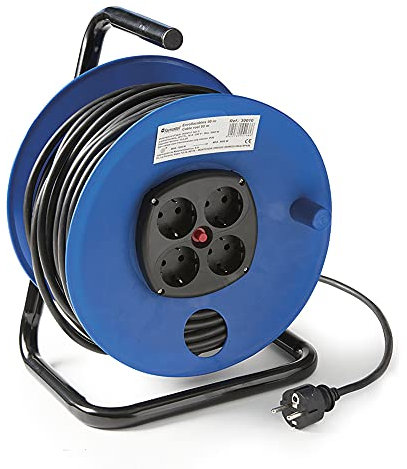 FAMATEL – Kabeltrommel 4 Steckdosen | TT | 16A | 250V | 50 m | Kabel 3 x 1,5 | Ladeschalter