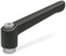 Ganter Normelemente GN 300.1-63-M6-SW 1-63-M6-SW-Verstellbare Klemmhebel mit Edelstahl-Gewindebuchse, schwarz, strukturmatt, Grifflänge: 63mm Gewinde: M6
