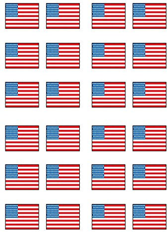 USA Flag Edible Cupcake Toppers – American Flag Cake Decorations for 4th of July, Memorial Day & Patriotic Events – 24 x 4cm/1.5 Inch Discs (UNCUT)