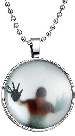 Feilok Funk Boy Retro Luminous Pendant Necklace, Blue Emitting Color, Best Gift for Halloween