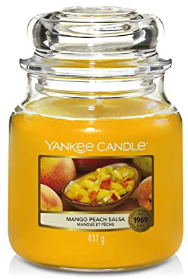 Yankee Candle Duftkerze im Glas (Mittelgroße im Glas) | Mango Peach Salsa | Brenndauer bis zu 75 Stunden