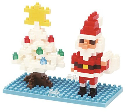 nanoblock NBC-099 - Santa Claus & X-Mas Tree (Weihnachtsmann und Weihnachtsbaum), Minibaustein 3D-Puzzle, Mini Collection Serie, 160 Teile, Schwierigkeitsstufe 2, mittel