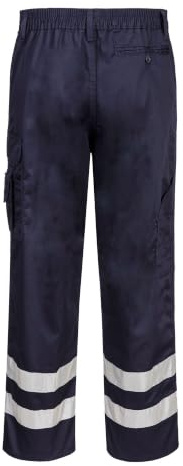 Portwest S917 Iona Safety Combat Trousers Half Elasticated Waist Reflective | Navy, Small, UPF 40+, EN 17353, Regular Fit, Durable Polycotton Fabric, Easy Access Cargo Pockets, 2 Side Pockets, Workwear