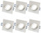 6x ALU Einbaustrahler GU10 Set – 6 Stück Aluminium Einbaurahmen Eckig in Silber gebürstet Optik Inkl. GU10 Fassung für LED oder Halogen Leuchtmittel, 30° Schwenkbar, Eckig, 230V