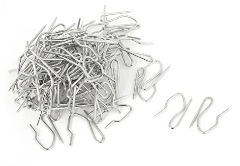 sourcingmap Drapery Curtain Tape Buckram Metal Pinch Pleat Hooks for Window Curtain, Door Curtain and Shower Curtain Silver Tone 50pcs