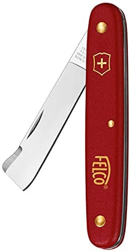 FELCO 3.90 20 Couteau Rose Okulier 10 cm (couteau pour droitiers, couteau multifonction, avec releveur d'écorce, lame en acier inoxydable)