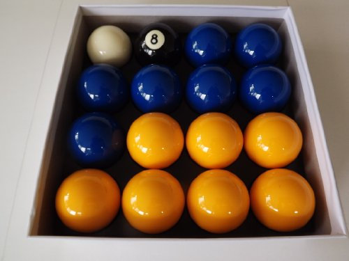 Blue and Yellow 2 Inch Pool Ball Set (1 7/8 Inch Cue Ball)