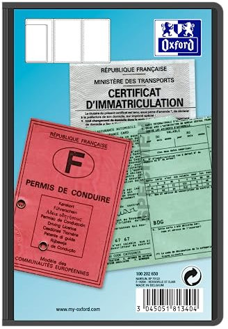 Lot de 5 Etuis 3 Volets Multipapiers de Voiture 8,5x13cm Couverture PVC Epaisseur 30/100ème Noir