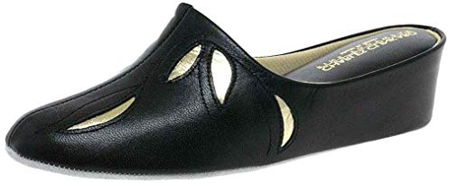 Relax Charles Clinkard Molly Leather Slipper 5 Black