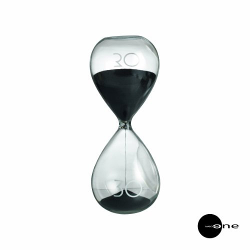 Mascagni Grand Sablier Design en Verre 30 MN - Minuteur 30 Minutes - Sable Noir - 19cm - Décoration Intérieur