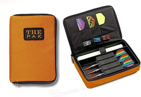 Darttasche The PAK, Farbe orange strapazierfähige Nylon-Tasche für 1-2 Sets montierter Darts und zusätzlichen Fächern für Flys und Ersatzschäfte. (ohne Inhalt)