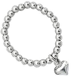 Beau Soleil Jewelry 925 Sterling Silber Schmuck Ring mit Herz Charm | elastischer Kugelring mit Anhänger | Geschenkidee