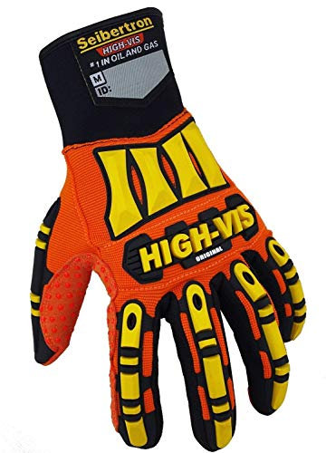 Seibertron Hoch/HIGH Vis Impact Safety Mechaniker Schutz Builders Handschuhe Glove, Aufprallschutz und robuste Arbeitshandschuhe Montagehandschuhe (abriebbeständig, rutschfest, waschbar) (M)