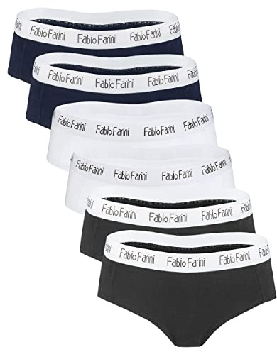 Fabio Farini 6er Pack Damen Panty Frauen Hipster aus 95% Baumwolle | mit abgesetztem Bund
