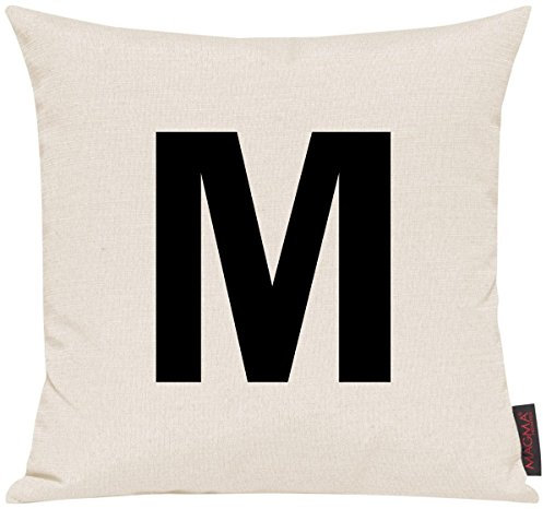 Shirtinstyle Sofakissen, Kissenbezug, Kissenhülle, Motiv Typostyle M Buchstaben Zeichen, Größe 40 x 40cm, Farbe Elfenbein