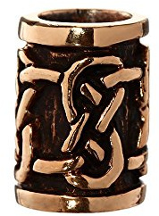 NKlaus Haar- und Bartperle DVALIN mit keltischem Knoten aus Bronze | Bronze-Lockenperle DVALIN mit keltischem Knoten, Höhe: 12mm, Innendurchmesser: 5,2mm, Breite: 8,5mm