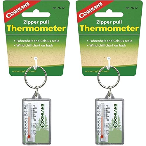 Coghlan's Zipper Pull Thermometer Fahrenheit & Celsius & Windchill Chart(2-Pack)