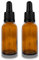 Two 20ml Amber Brown Glass Bottles with Dropper Pipettes