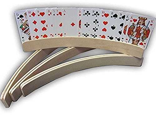 4er Set Kartenhalter Holz 35cm Spielkartenhalter Karten Halter für Kinder und Senioren