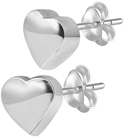 MATERIA 925 Silber Ohrstecker Herz - Kinderohrringe klein 4x4mm rhodiniert mit Schmuckbox #SO-227