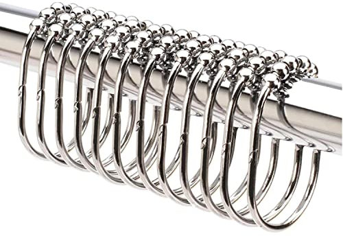 12 extra große Duschvorhangringe aus Edelstahl | Duschvorhang Haken in Chrom Finish | Vorhangringe für Jede Duschstange oder Gardinen Stange | leicht gleitende Ösen | Duschringe Set