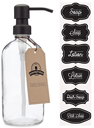 jarmazing Produkte Klar Glas Pint Jar Seife und Lotion Spender mit Metall Pumpe - Black/Dark Bronze
